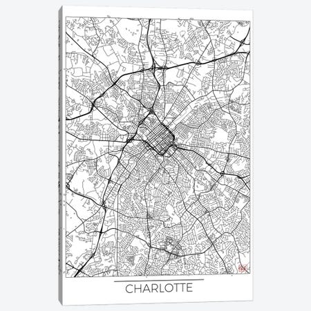Charlotte Minimal Urban Blueprint Map Canvas Print #HUR82} by Hubert Roguski Art Print