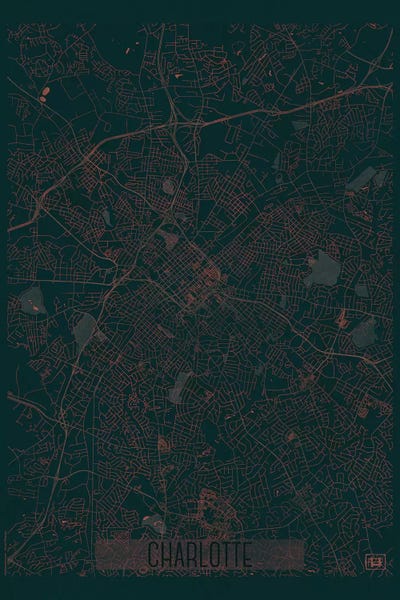 Hubert Roguski: Charlotte Infrared Urban Blueprint Map by Hubert Roguski