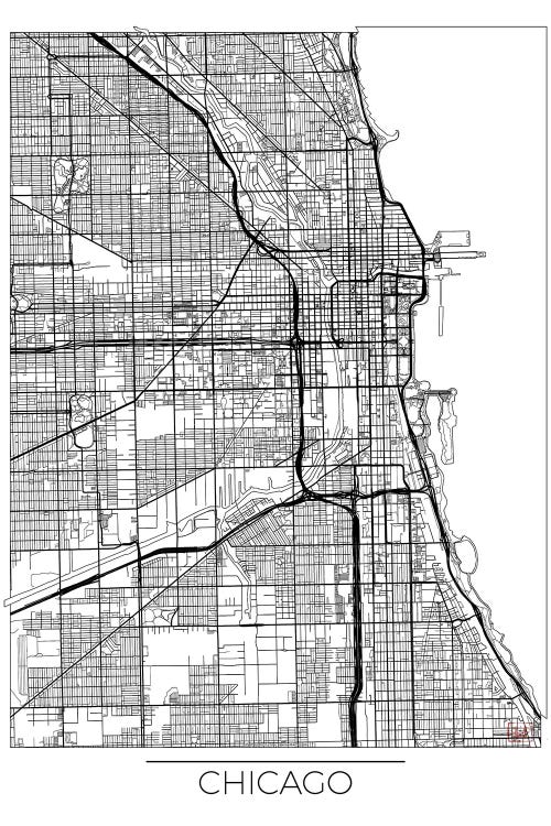 Chicago Minimal Urban Blueprint Map