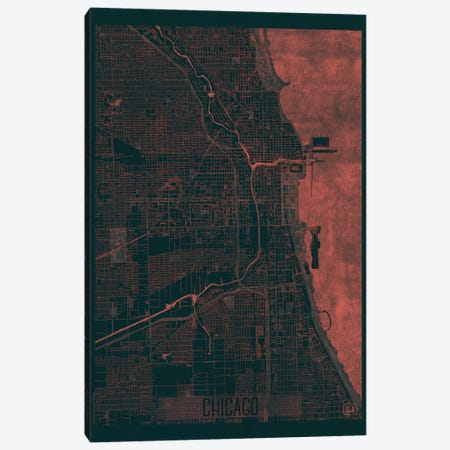Chicago Infrared Urban Blueprint Map Canvas Print #HUR88} by Hubert Roguski Canvas Print