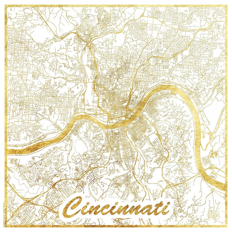 Cincinnati Gold Leaf Urban Blueprint Map