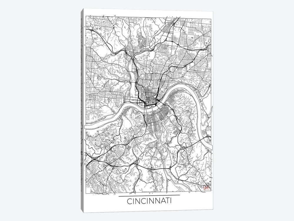 Cincinnati Minimal Urban Blueprint Map by Hubert Roguski 1-piece Art Print