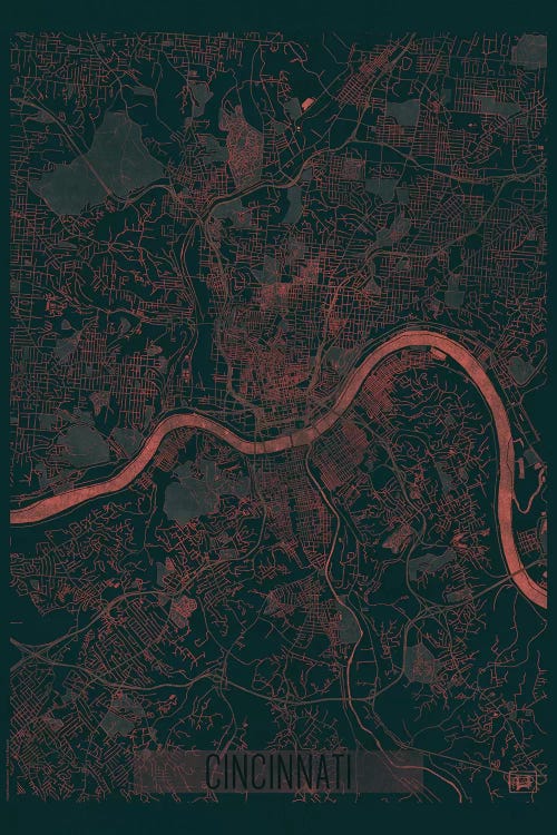 Cincinnati Infrared Urban Blueprint Map