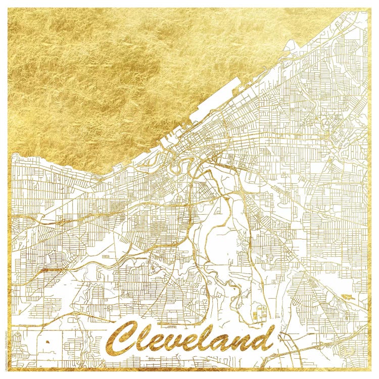 Cleveland Gold Leaf Urban Blueprint Map