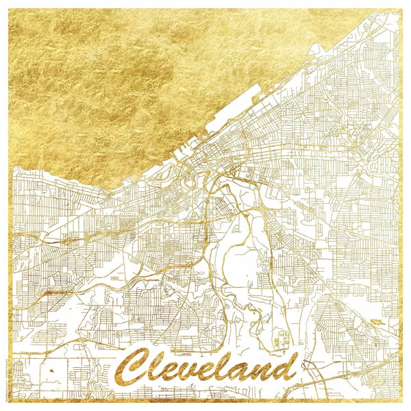 Hubert Roguski: Cleveland Gold Leaf Urban Blueprint Map by Hubert Roguski