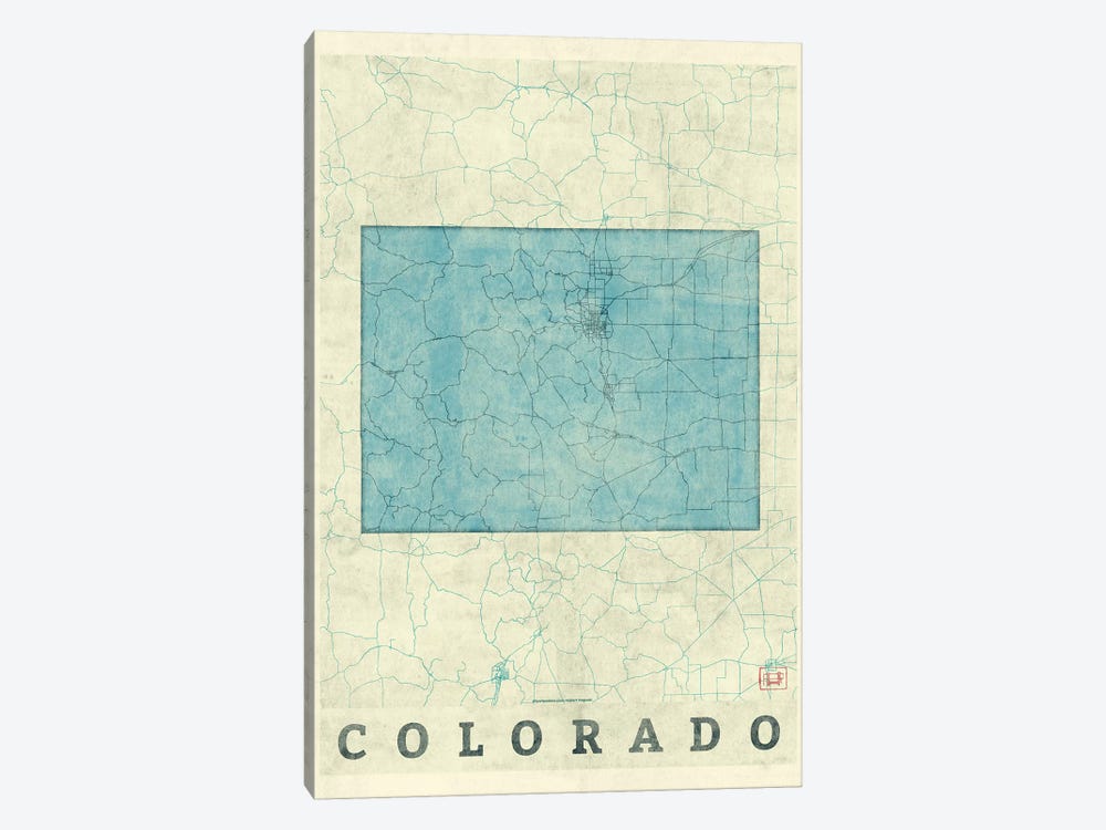 Colorado Map by Hubert Roguski 1-piece Canvas Print