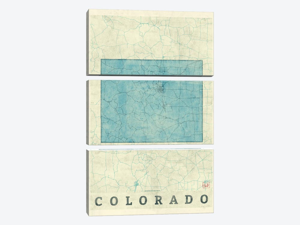 Colorado Map by Hubert Roguski 3-piece Art Print