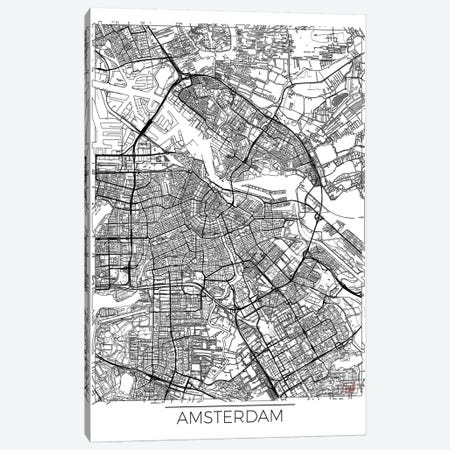 Amsterdam Minimal Urban Blueprint Map Canvas Print #HUR9} by Hubert Roguski Canvas Wall Art