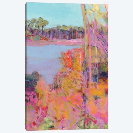 Autumn Colours Around A Pond Canvas Print #HVR1} by Chrissie Havers Canvas Art Print