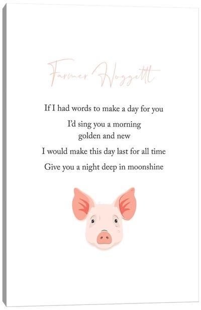 Song From Babe Illustration Canvas Art Print - Pig Art