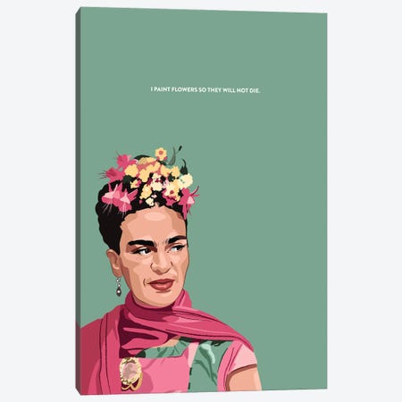 Frida Kahlo Illustration Canvas Print #HVW11} by Holly Van Wyck Art Print