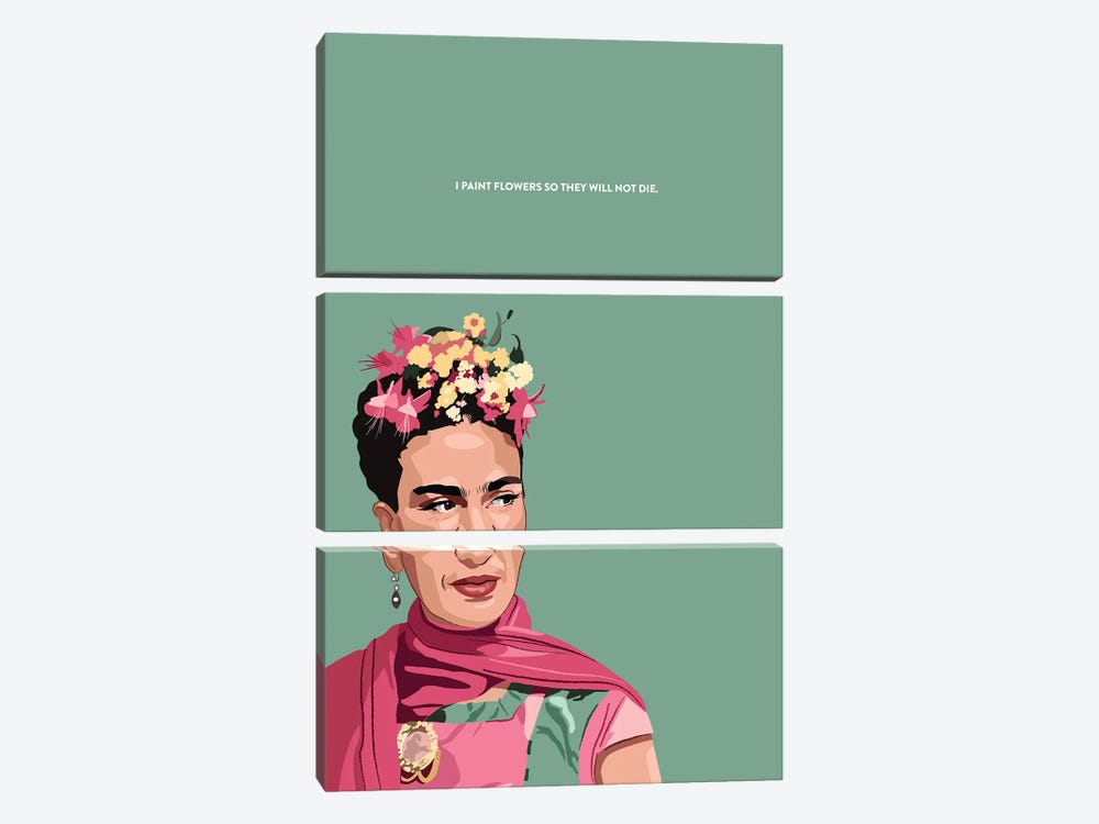 Frida Kahlo Illustration by Holly Van Wyck 3-piece Canvas Wall Art