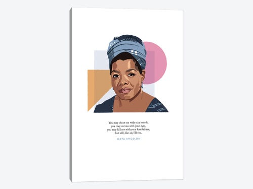 Maya Angelou Illustration Canvas Print #HVW15} by Holly Van Wyck Canvas Wall Art