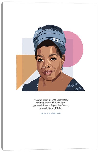 Maya Angelou Illustration Canvas Art Print - Human & Civil Rights Art