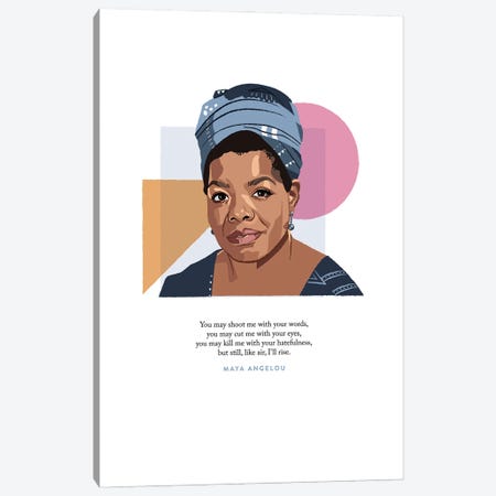 Maya Angelou Illustration Canvas Print #HVW15} by Holly Van Wyck Canvas Wall Art