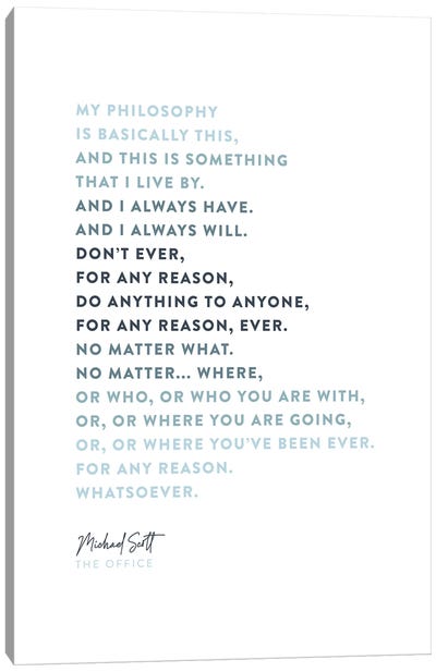 Michael Scott The Office Philosophy Canvas Art Print - Quotes & Sayings Art