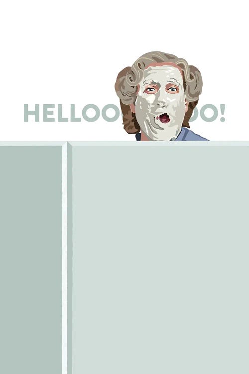 Mrs. Doubtfire Hello Illustration by Holly Van Wyck wall art