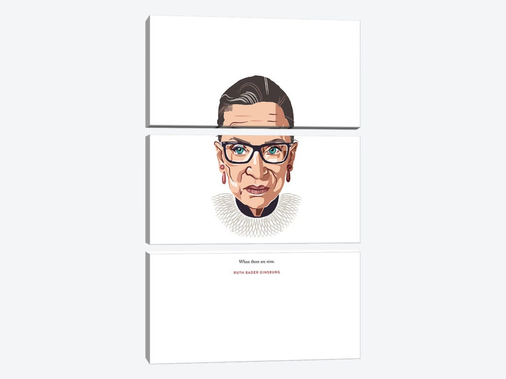 RBG When There Are Nine Illustration by Holly Van Wyck 3-piece Canvas Print