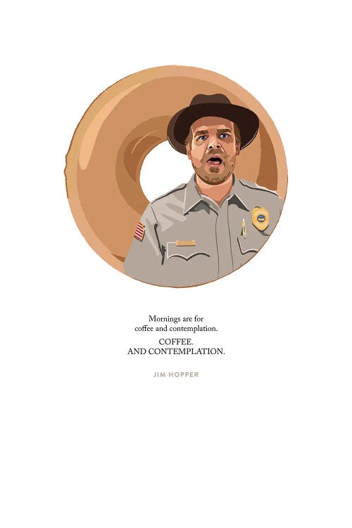 Stranger Things Jim Hopper Coffee And Contemplation Illustration