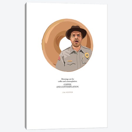 Stranger Things Jim Hopper Coffee And Contemplation Illustration Canvas Print #HVW22} by Holly Van Wyck Canvas Artwork