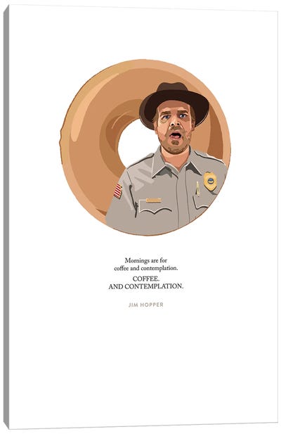Stranger Things Jim Hopper Coffee And Contemplation Illustration Canvas Art Print