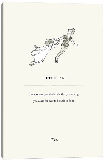 Peter Pan Book Page Illustration Canvas Art Print
