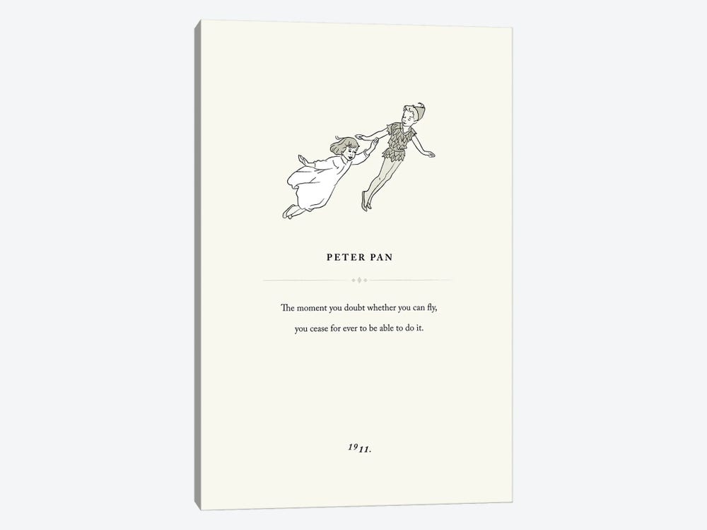 Peter Pan Book Page Illustration by Holly Van Wyck 1-piece Canvas Art Print
