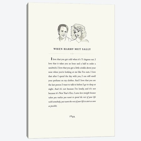 When Harry Met Sally Book Page Illustration Canvas Print #HVW28} by Holly Van Wyck Canvas Artwork