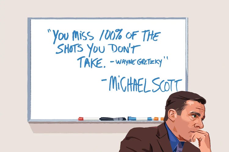 Michael Scott Wayne Gretzky Illustration by Holly Van Wyck wall art