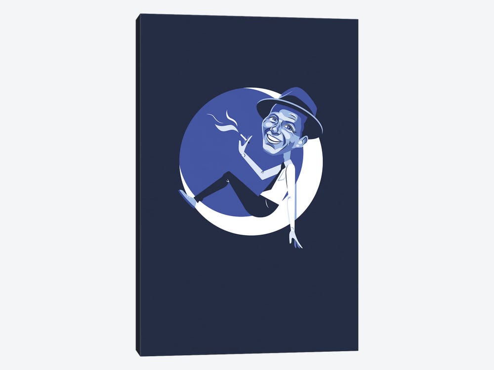 Frank Sinatra Fly Me To The Moon Illustration by Holly Van Wyck 1-piece Canvas Art Print