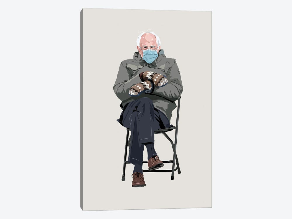 Bernie Sanders And His Mittens by Holly Van Wyck 1-piece Canvas Artwork