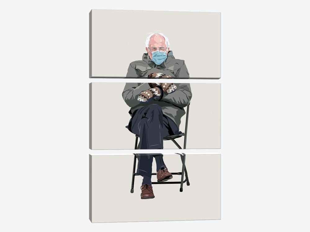 Bernie Sanders And His Mittens by Holly Van Wyck 3-piece Canvas Art