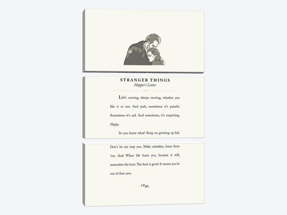 Stranger Things Vintage Book Design - Hopper's Letter by Holly Van Wyck 3-piece Canvas Artwork