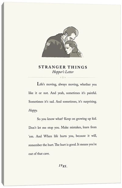 Stranger Things Vintage Book Design - Hopper's Letter Canvas Art Print - Book Art