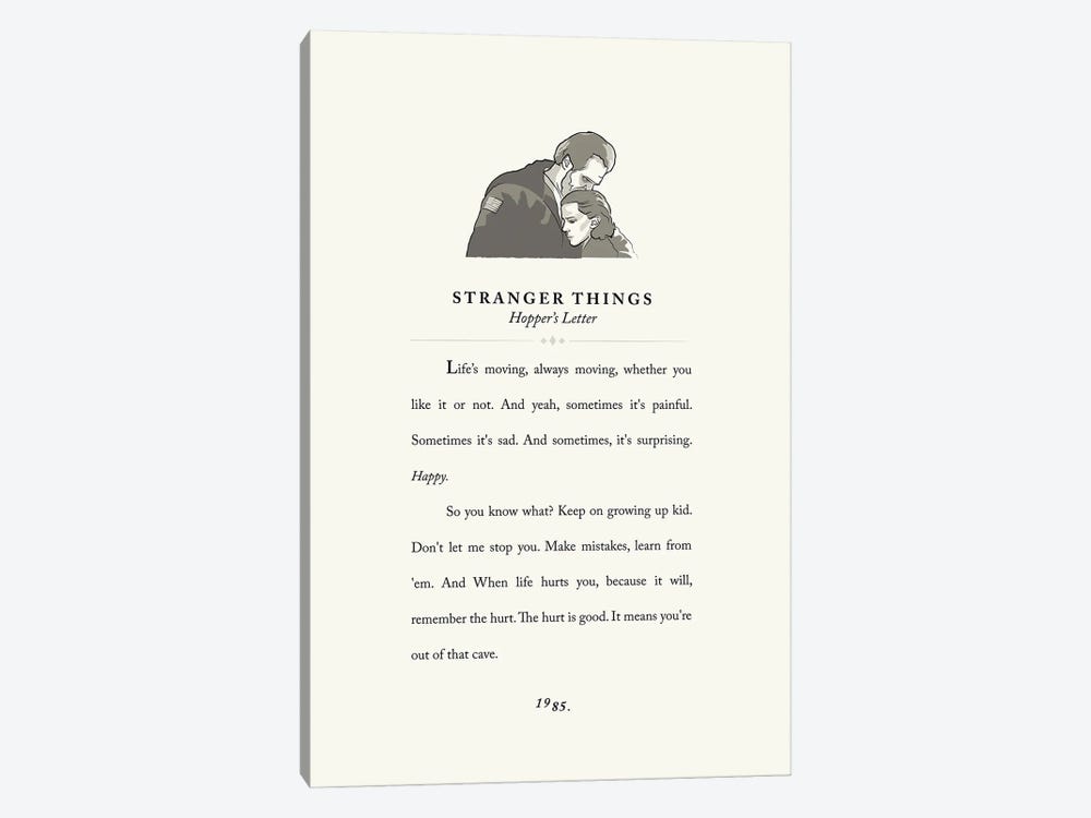 Stranger Things Vintage Book Design - Hopper's Letter by Holly Van Wyck 1-piece Canvas Artwork
