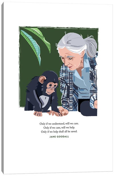 Jane Goodall Canvas Art Print - Primate Art
