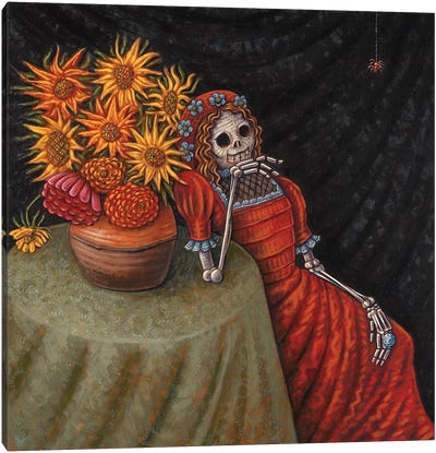 Conversation With A Spider Canvas Art Print - Día de los Muertos Art