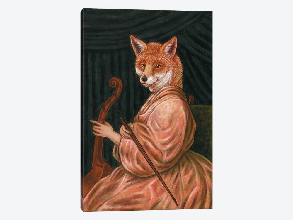 Fox With Cello by Holly Wood 1-piece Canvas Print