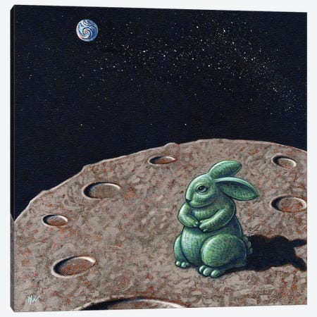Jade Rabbit Canvas Print #HWD47} by Holly Wood Canvas Art Print