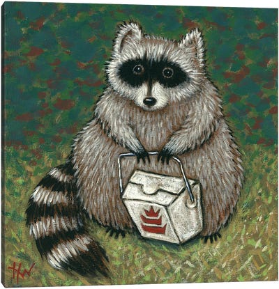 Takeout Canvas Art Print - Raccoon Art