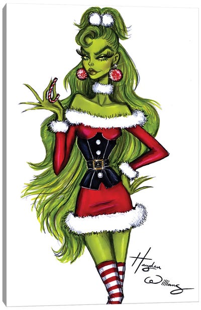 Grinch Glam Canvas Art Print - Naughty or Nice