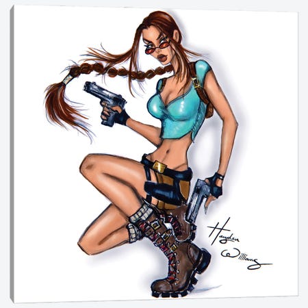 Lara Croft Canvas Print #HWI129} by Hayden Williams Canvas Print
