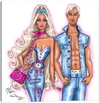 Barbie And Ken Canvas Art Print - Barbiecore
