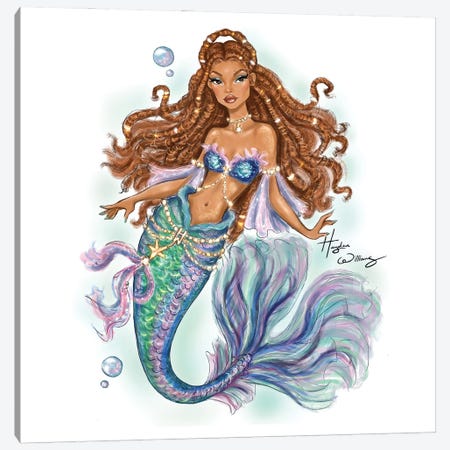 Mermaid Princess Ariel Canvas Print #HWI260} by Hayden Williams Canvas Artwork