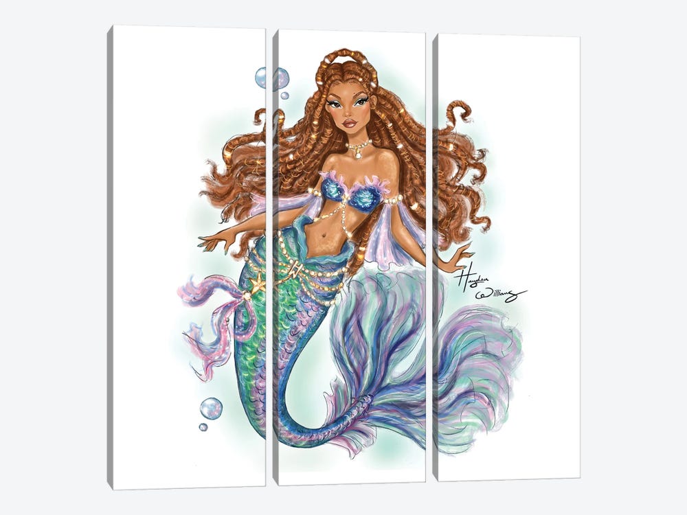 Mermaid Princess Ariel by Hayden Williams 3-piece Canvas Art Print