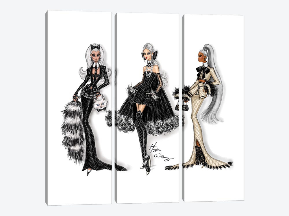 Met Gala 2023 - Karl Lagerfeld 'A Line of Beauty' Collection by Hayden Williams 3-piece Canvas Artwork