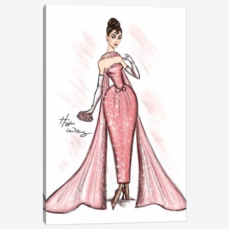 Audrey Hepburn 'Think Pink' Canvas Print #HWI270} by Hayden Williams Canvas Art Print