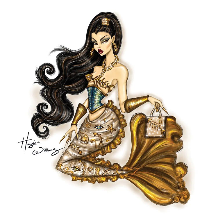 Golden FantaSEA Mermaid by Hayden Williams wall art