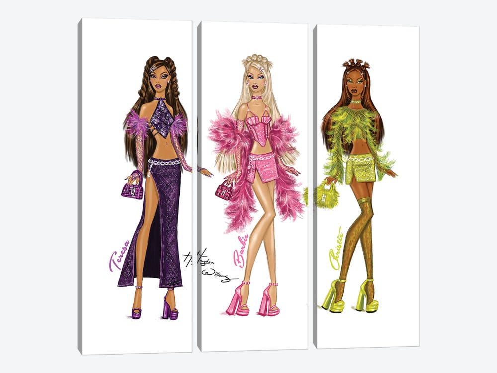 Barbie, Teresa and Christie by Hayden Williams 3-piece Canvas Art Print