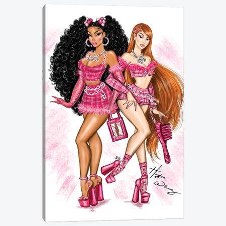 Nicki Minaj and Ice Spice - Barbie World Canvas Print #HWI288} by Hayden Williams Canvas Artwork